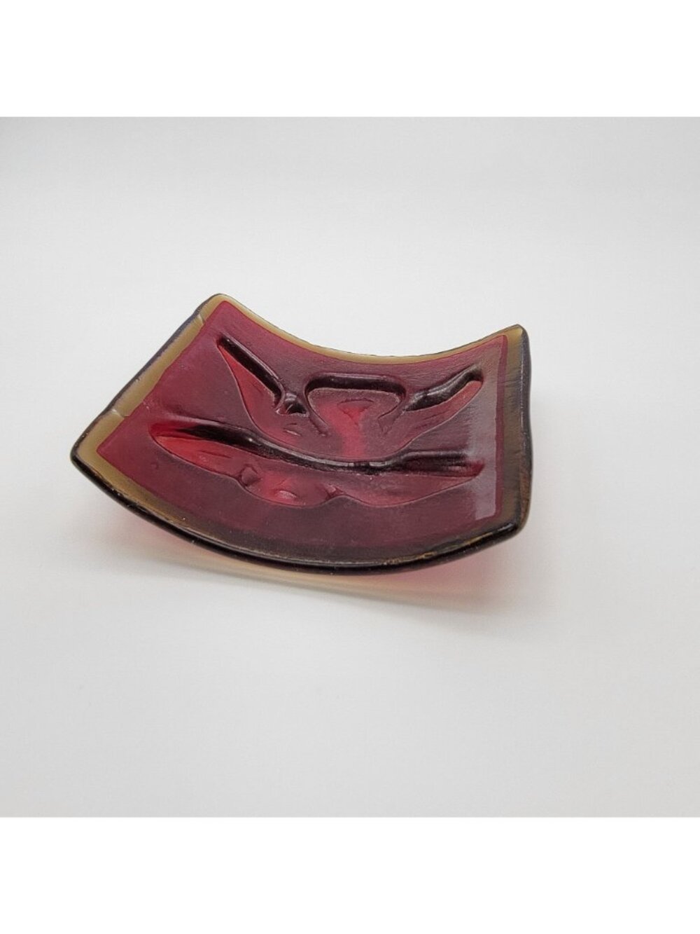 Vintage Amberina Glass Butterfly Curved Glass Panel - Picture 3 of 12